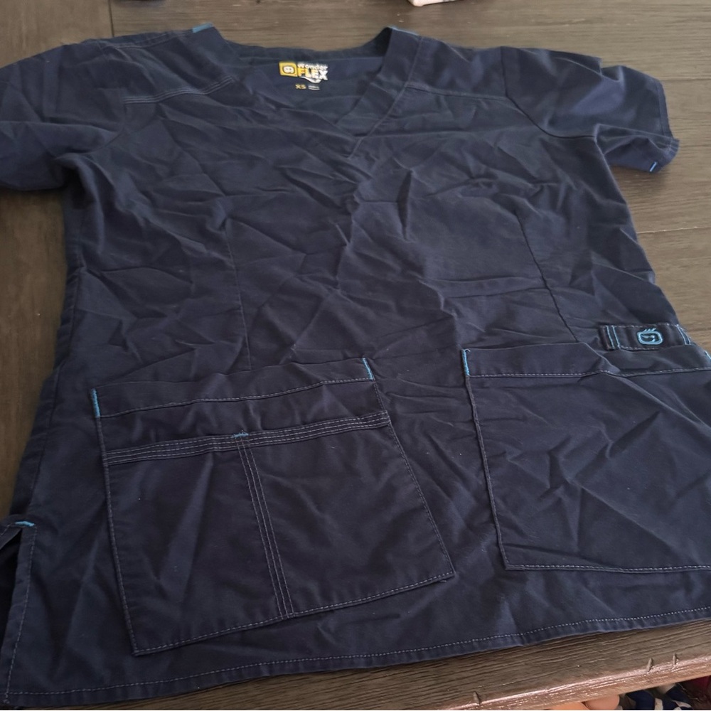 Navy Blue Scrub Top